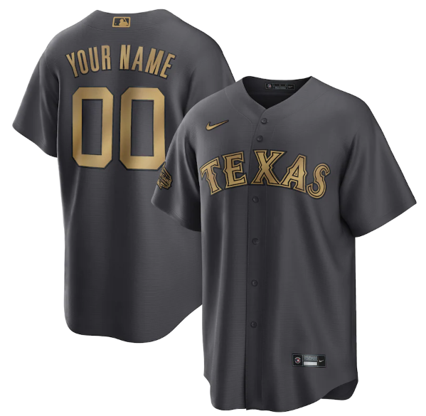 Men's Texas Rangers Active Player Custom 2022 All-Star Charcoal Cool Base Stitched Baseball Jersey